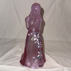 Fenton Art Glass Lavender Girl Holding Teddy Bear